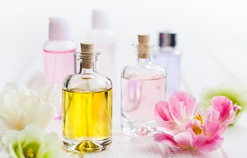Bottles with essential aroma oil
